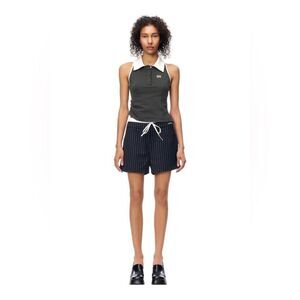 NWOT Ann Andelman black striped drawstring shorts